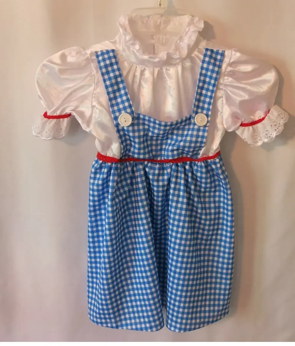 DOROTHY WIZARD of OZ Costume Dress Little Girls Blue Gingham Halloween Cosplay